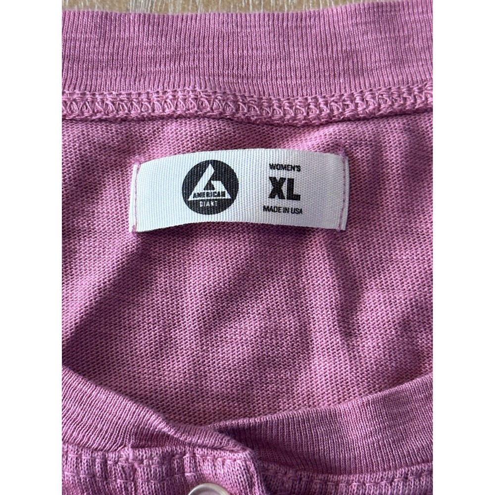 American Giant Womens XL Supima Cotton Long Sleeve Henley Top Orchid Pink USA - Picture 4 of 7